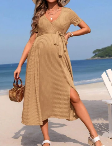 Rochie medie SHEIN Maternity, maro