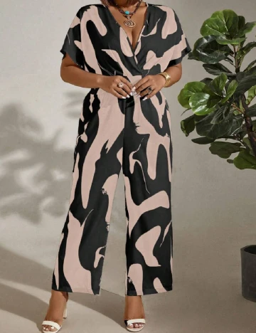 Salopeta SHEIN CURVE, roz/negru
