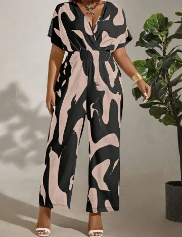 Salopeta SHEIN CURVE, roz/negru