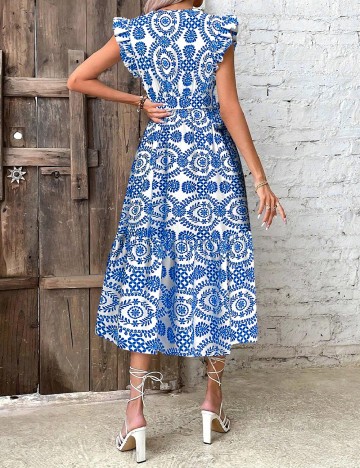 Rochie medie SHEIN, albastru/alb