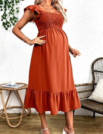 Rochie medie SHEIN Maternity, caramiziu