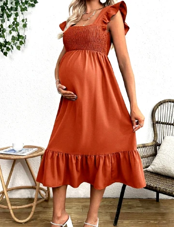 Rochie medie SHEIN Maternity, caramiziu Maro