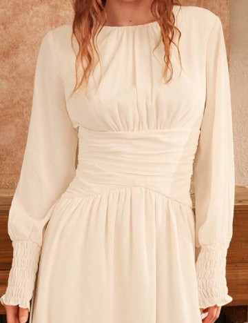 Rochie lunga Anewsta, crem