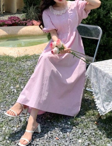 Rochie lunga Dazy, roz