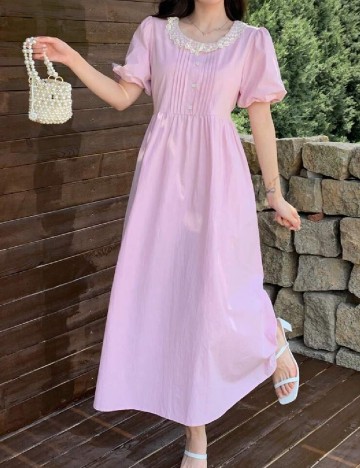 Rochie lunga Dazy, roz