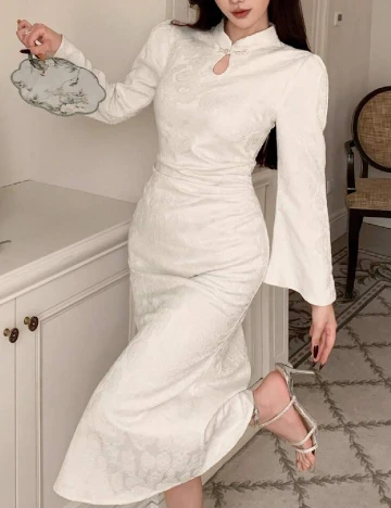 Rochie medie Dazy, ecru