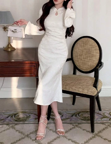 Rochie medie Dazy, ecru