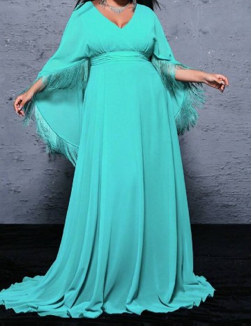 Rochie lunga Miss Ord Plus Size, albastru
