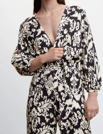 Salopeta Mango, crem/negru Negru