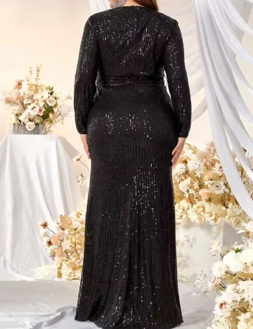 Rochie lunga Giffniseti Plus Size, negru