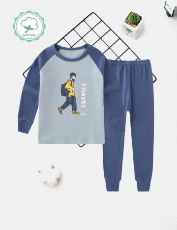 
						Pijama Shein Kids, albastru