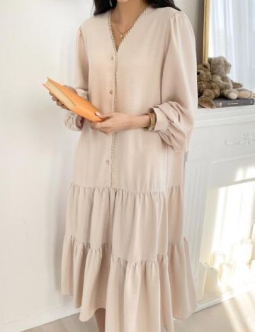 Rochie medie Dazy, crem