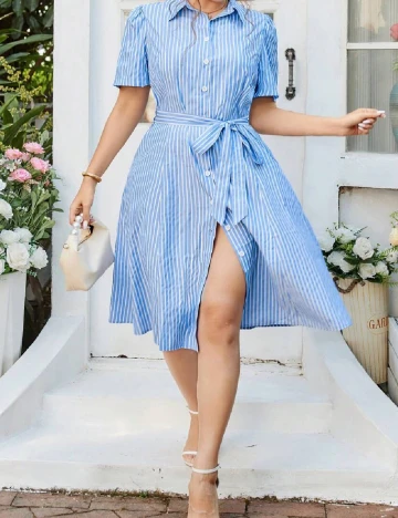 Rochie medie SHEIN CURVE, albastru