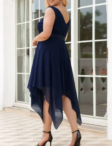 Rochie medie Ever-Pretty Plus Size, albastru