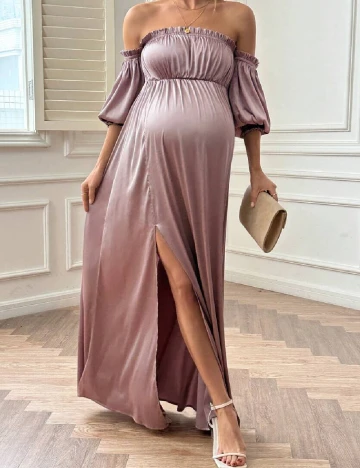 Rochie lunga SHEIN Maternity, roz pudra