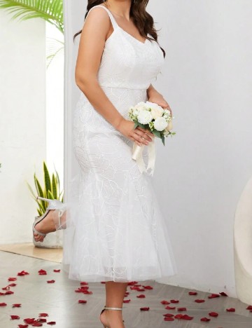 Rochie medie SHEIN CURVE, alb