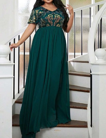 Rochie lunga Miss Ord Plus Size, verde