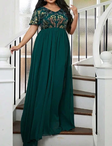 Rochie lunga Miss Ord Plus Size, verde