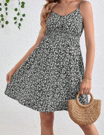 Rochie scurta SHEIN Maternity, negru/alb