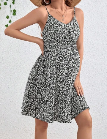 Rochie scurta SHEIN Maternity, negru/alb