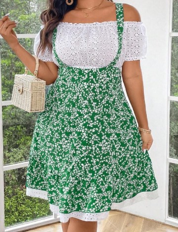 
						Compleu SHEIN CURVE, alb/verde