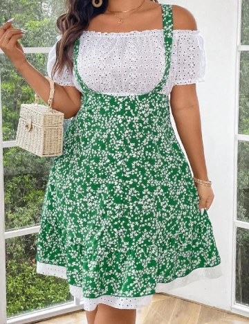 Compleu SHEIN CURVE, alb/verde