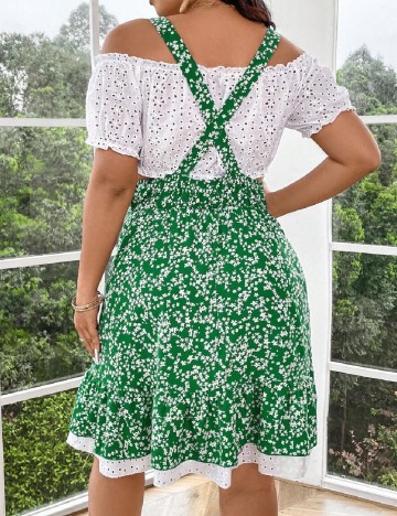 Compleu SHEIN CURVE, alb/verde