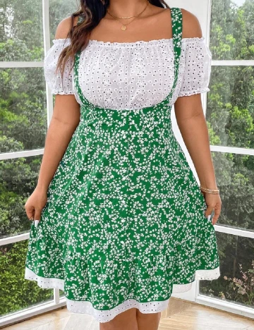 Compleu SHEIN CURVE, alb/verde