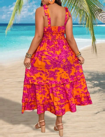 Rochie lunga SHEIN CURVE, roz/portocaliu