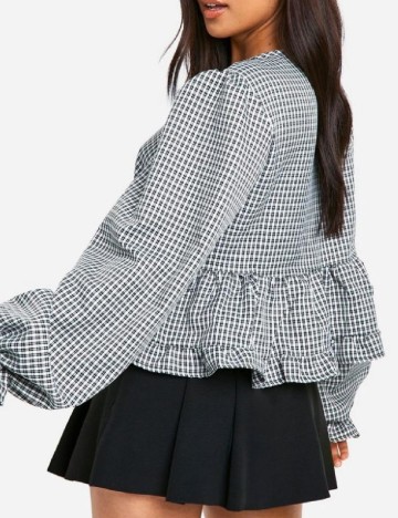 Bluza Boohoo, alb/negru