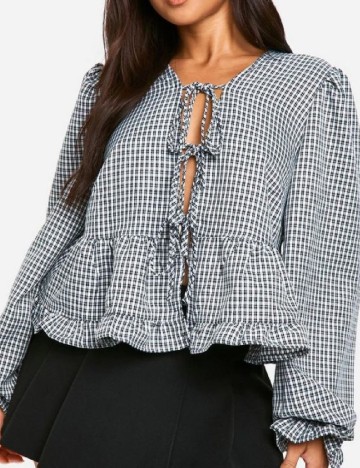 Bluza Boohoo, alb/negru