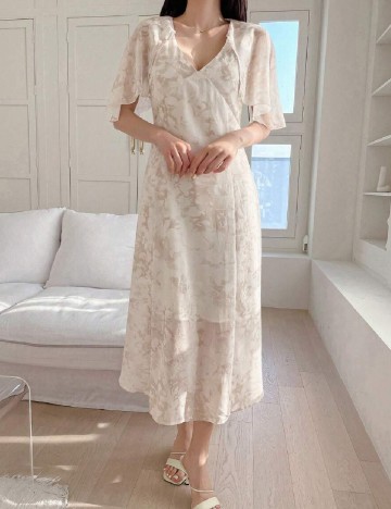 Rochie medie Dazy, crem