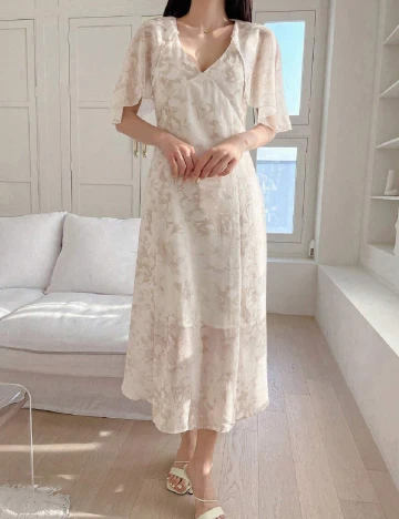 Rochie medie Dazy, crem
