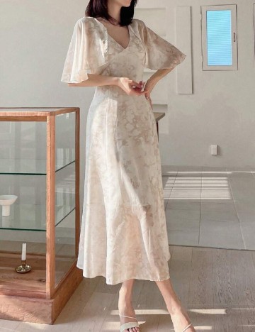 Rochie medie Dazy, crem