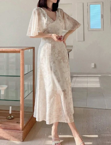 Rochie medie Dazy, crem