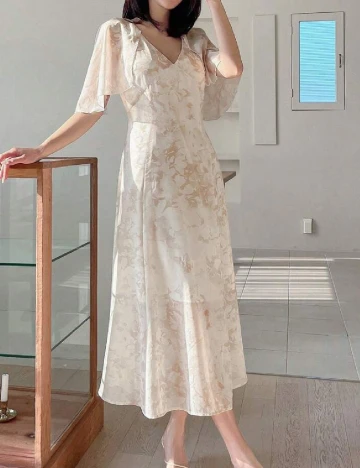 Rochie medie Dazy, crem