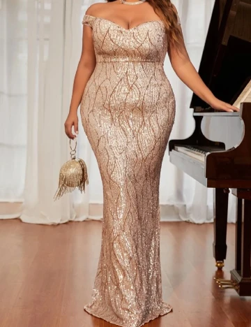 Rochie lunga House of chic Curve, crem