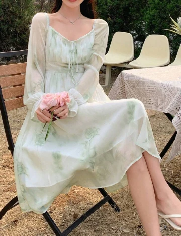 Rochie medie Dazy, verde