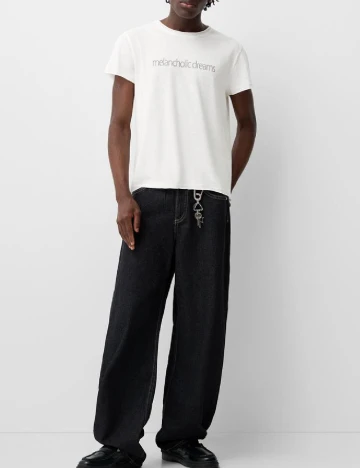 Tricou Bershka, alb Alb