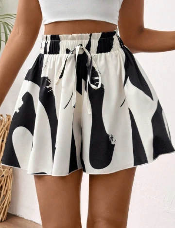 Pantaloni SHEIN, alb/negru