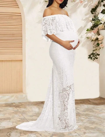 Rochie lunga SHEIN Maternity, alb