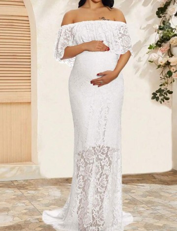 Rochie lunga SHEIN Maternity, alb