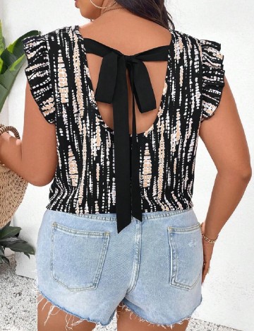 Bluza SHEIN CURVE, negru/crem
