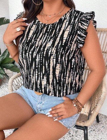 Bluza SHEIN CURVE, negru/crem