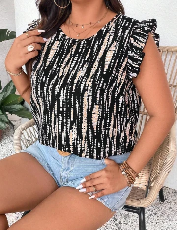 Bluza SHEIN CURVE, negru/crem