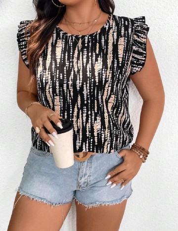 Bluza SHEIN CURVE, negru/crem