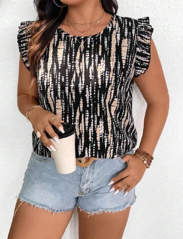 Bluza SHEIN CURVE, negru/crem