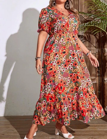 Rochie lunga SHEIN CURVE, floral print