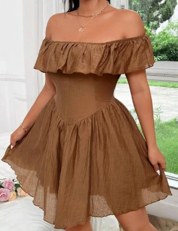 Rochie scurta SHEIN CURVE, maro