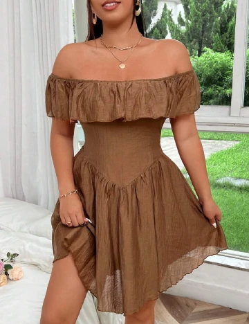 Rochie scurta SHEIN CURVE, maro
